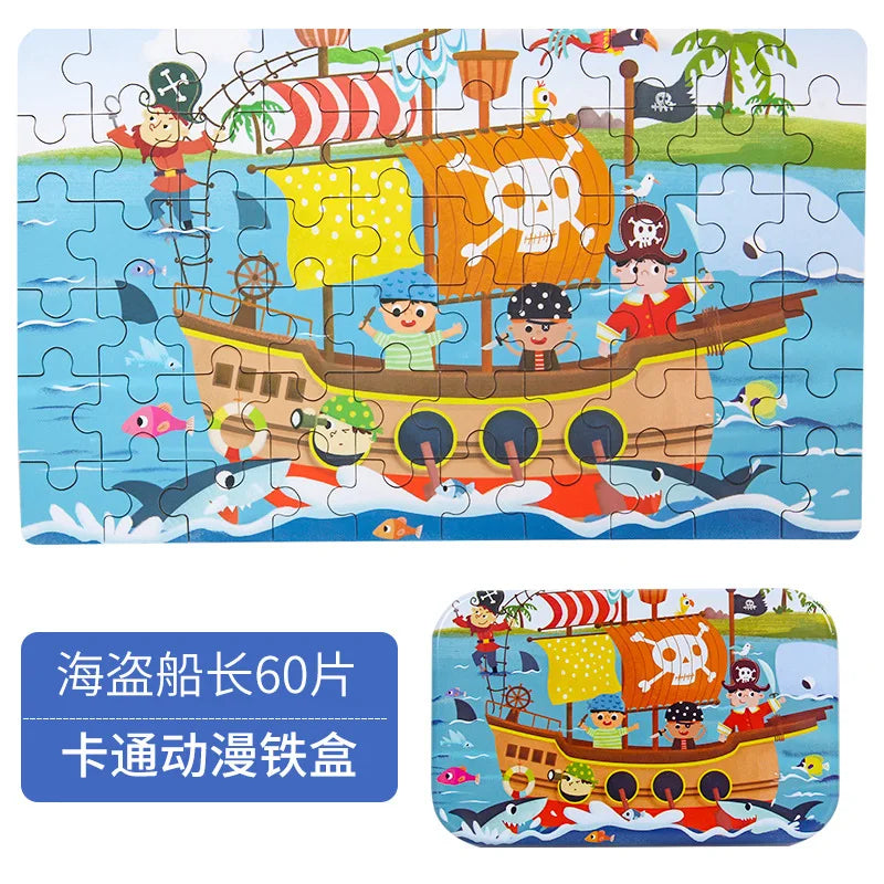 60 Pieces - Children wooden puzzle