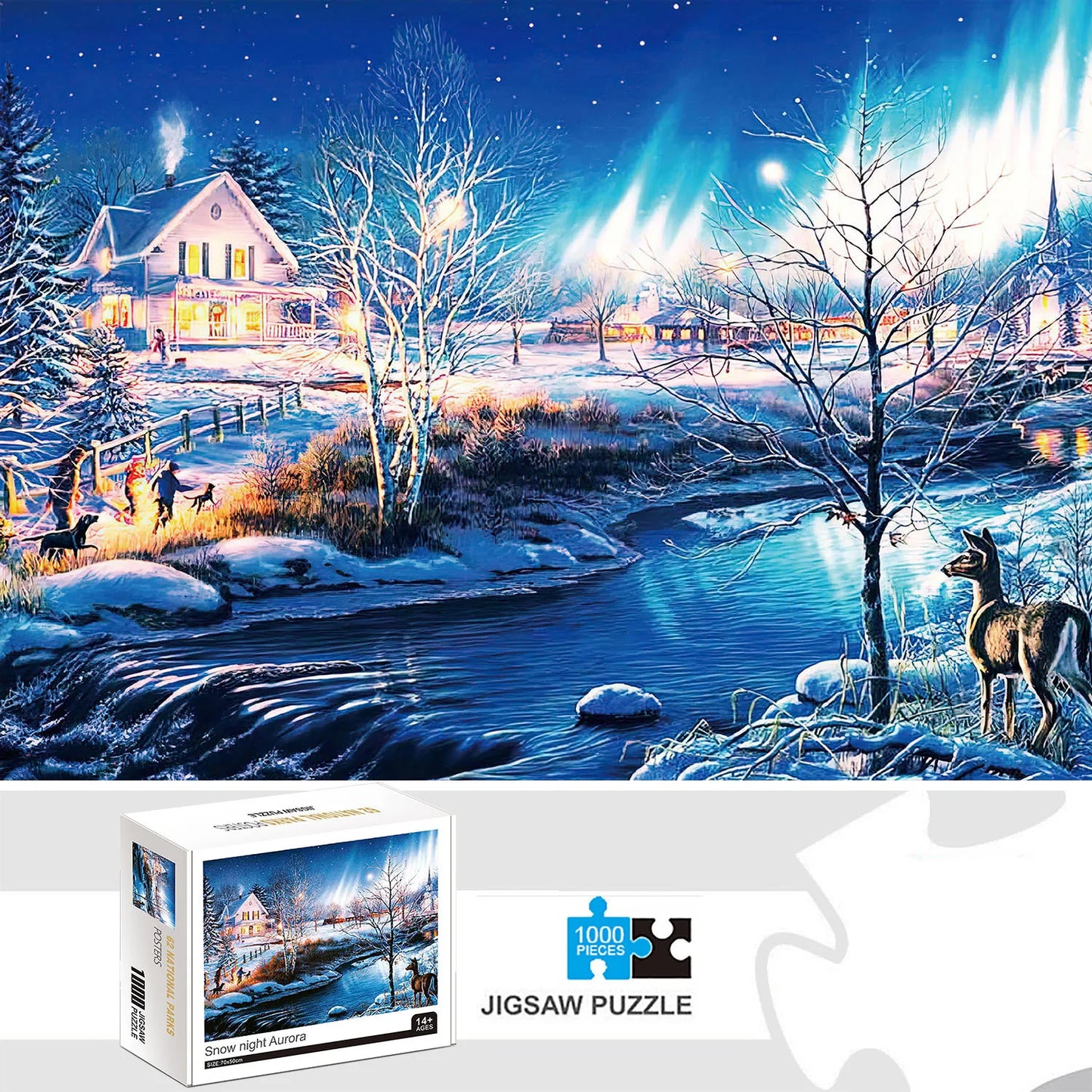 1000 Pieces Snow Night Aurora