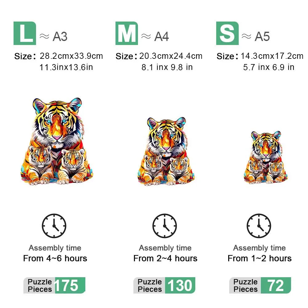 S/M/L - Tiger Wooden jigsaw