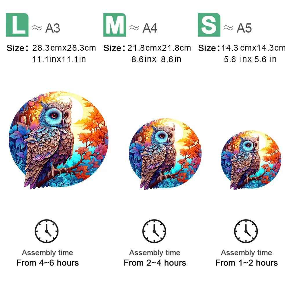 S/M/L Owl Wooden puzzle