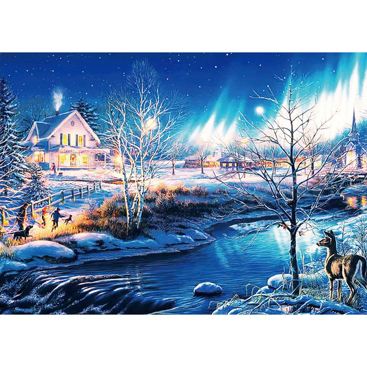 1000 Pieces Snow Night Aurora